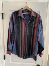80s VTG WRANGLER Pearl Snap Shirt Mens 18-35 Cowboy Cut X-Long Tails US Made