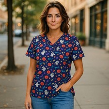 Scrub Wear Halloween Holiday Themed size Large/X Large Hospital Ladies