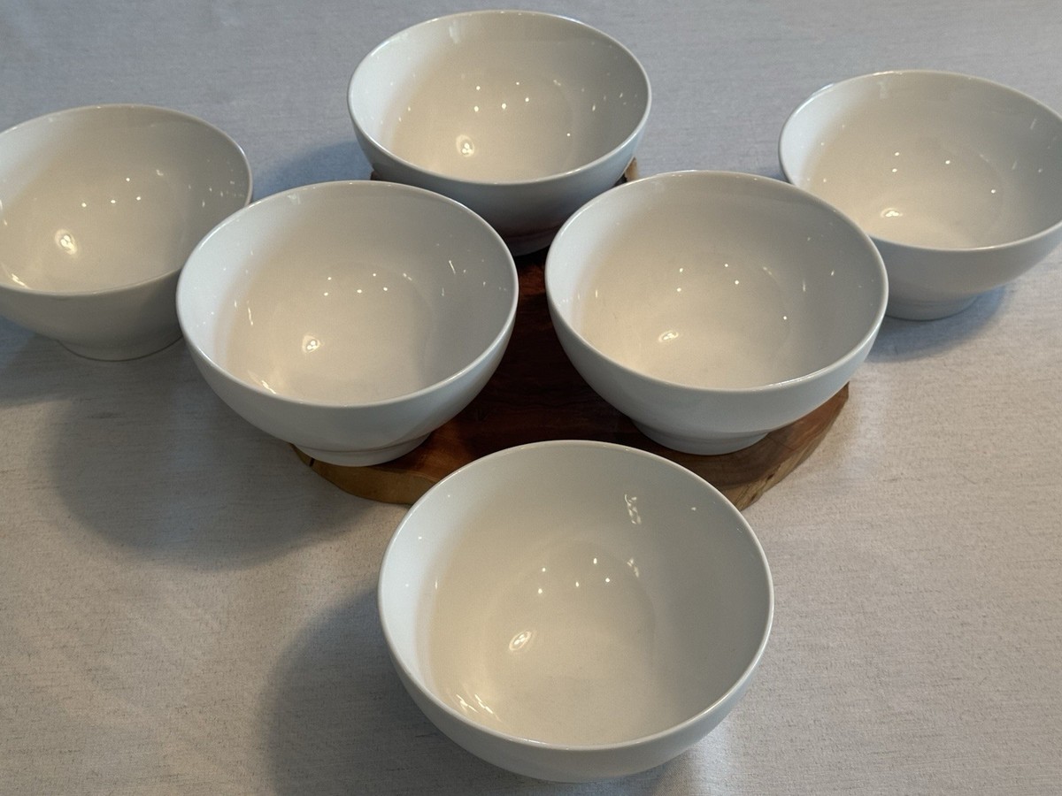 6 BOWLS - Ikea 365+ Susan Pryke 16597 White Footed Cereal Bowls 6