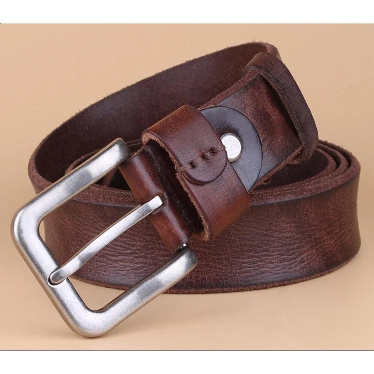 Men’s Genuine Cowhide Leather Belt | Casual Formal Buckle Strap | Brown/Black |