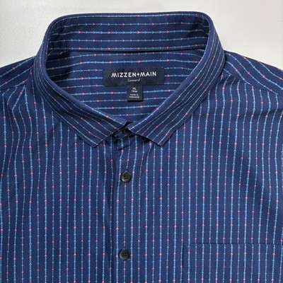 Mizzen+Main Leeward Shirt XL Trim Fit Blue Geometric Arrow All Over Print AOP