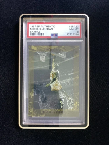 1997-98 Upper Deck SP Authentic Michael Jordan Sample #SPA23 Bulls PSA 8 BY29