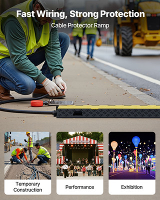 VEVOR 3-Pack TPU Cable Protector Ramps, 22000lb Capacity, 2-Channel