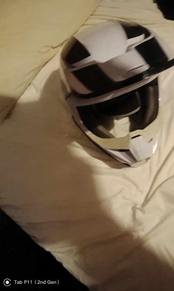 Casco de moto de cross Fox Racing Youth V1 Revn Mx blanco negro grande YL Foto 2 de 2