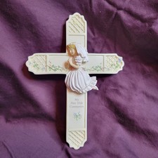 1997 Vintage 1st Holy Communion Cross with Female Child Catholic