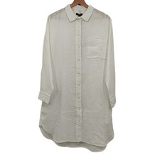 Quince 100% European Linen Shirt Dress White Basic Sleeved M