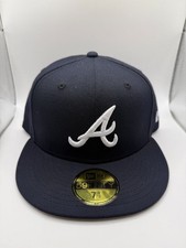 New Era 59Fifty Atlanta Braves Navy Blue/White Fitted Hat Size 7 1/2