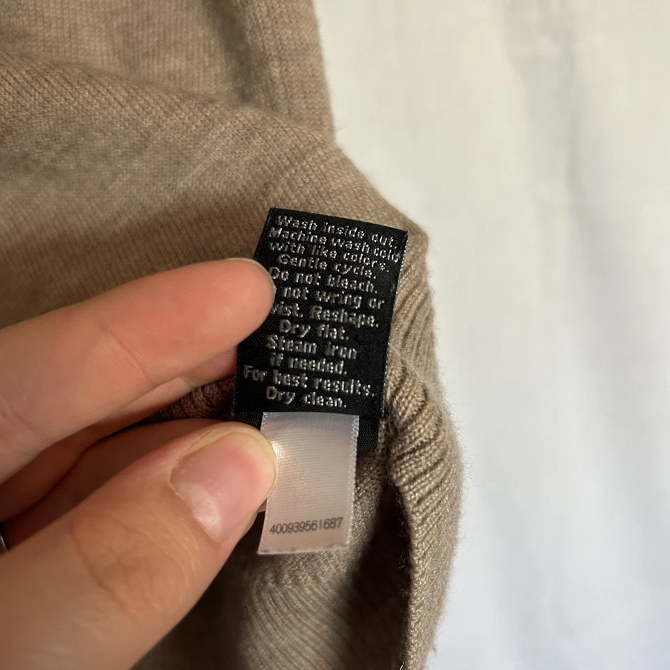 APT 9. Merino Wool Knit Vest Beige tan brown golf fall academia business Large - Image 4 of 4