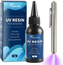 UV Resin Kit with Light,50G Fast Curing Bonding UV Resin and 395Nm UV Flashlig
