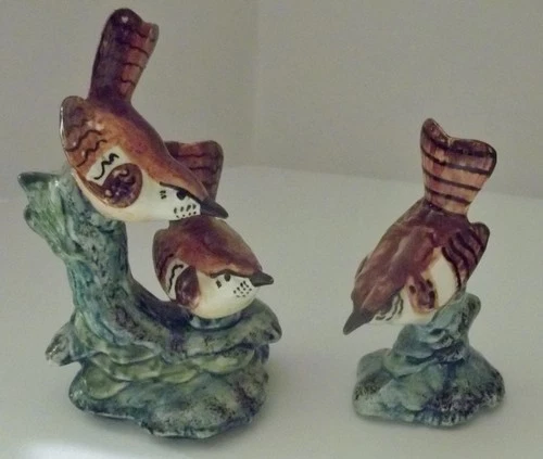 Stangl Pottery Birds 1 single Wren & 1 double Wren both #3401