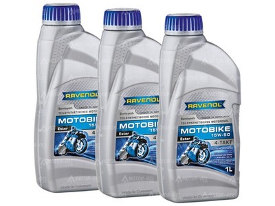 3 (3x1) Liter RAVENOL Motobike 4-T Ester SAE 15W-50 Motorenöl