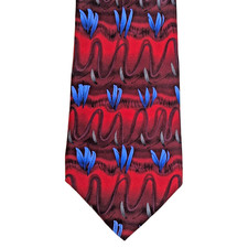 VTG Y2K Silk J Garcia Red Meadow Collection 20 Retro Artsy Deadhead 4" Wide Tie