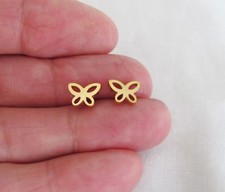 Stainless steel 7mm gold plated Butterfly stud earrings.