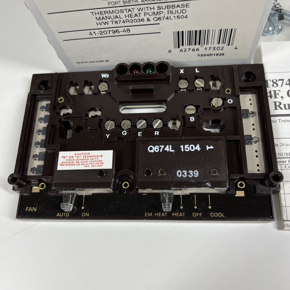 Termostato Honeywell T874R2036 Per Pompa Di Calore, Compatibile Rheem E Ruud, NUOVO