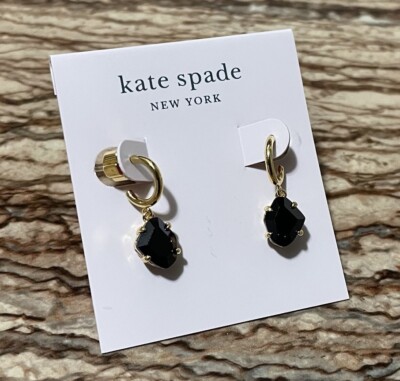 Kate Spade Silver Hoop Earrings NWT Kate Spade Clear Silver Full