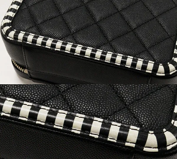 CHANEL Shoulder Bag CC Filigree Vanity Bag Caviar Skin Color Black White  Ladies