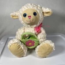 Hugfun Lamb Sheep Easter Cream Big Blue Eyes Basket  14" Plush Stuffed 2016