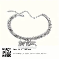 2025 FAUX RHINESTONE SILVER PENDANT NECKLACE HIP HOP CUBAN CHAIN HOLIDAY CHARM