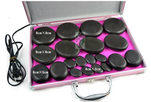 CE 20Pcs Energy Hot Stone Hot Basalt Stone Massage Therapy With Heating Box Kit - Picture 2 of 6