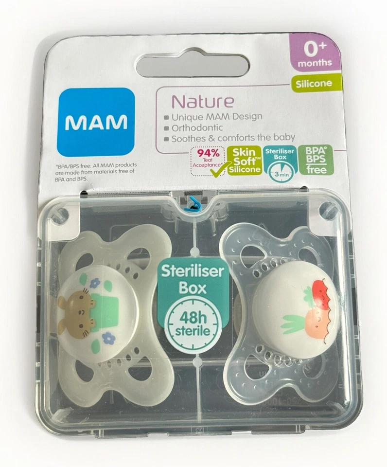 Mam Soother Comfort 0+ Months Girl Boy 2Pk Newborn Baby Infant Skin Dummy New