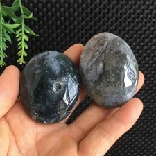 125g 2pcs Moss Agate Palm Stone Quartz Crystal Specimens Healing