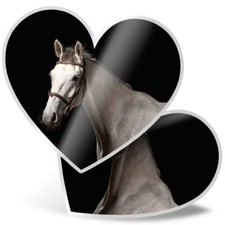 2 x Heart Stickers 15 cm - Adorable Gray Trakehner Horse #12751