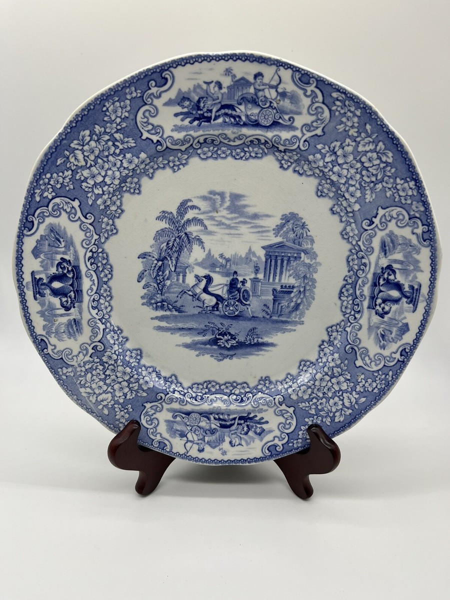 J & MP Bell & Co Glasgow Triumphal Car Blue Transferware 10.25