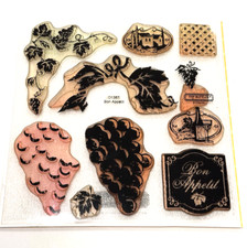My Acrylic Stamps Summer D1367 Bon Appetit Grapes Leaves Scrapbook UNUSED READ