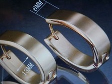 NEW WOMEN'S MEDIUM YELLOW GOLD STAINLESS STEEL OVAL ROUND HOOP EARRINGS