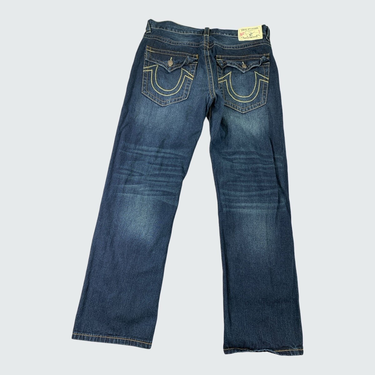 Vintage True Religion Jeans Mens 38x33 Blue Ricky Relaxed Flap