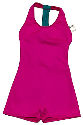 Motionwear Unitard Biketard Bodysuit Gymnastics T Back Bright Pink New Girl 5 6