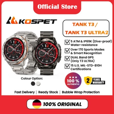 2025 Original KOSPET TANK T3 Ultra2 Smartwatch Herren GPS Smartwatches 480mAh