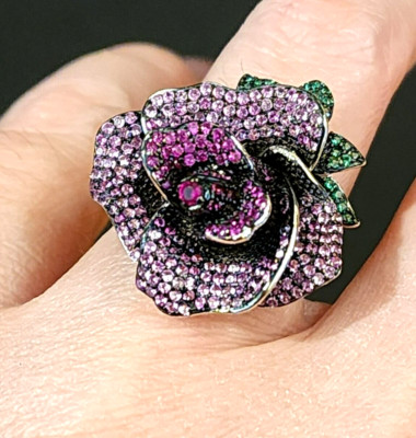 Bella Luce Sterlingsilber Labor rosa Saphir & roter Rubin Rose Ring Größe 5