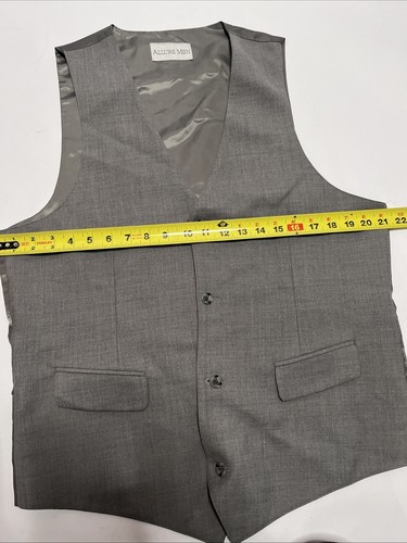 Allure Men’s Heather Gray Slim Fit Suit and Vest Set Size 42L Style #GT141 Wool - Picture 8 of 24