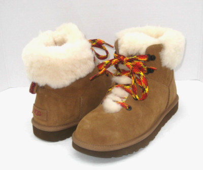 UGG CLASSIC MINI ALPINE LACE WOMEN BOOTS SUEDE CHESTNUT US 8 / UK 6 / EU 39