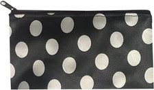 Portable Zipper Makeup Cosmetic Pouch Toiletry Bag - New - Black w/ White