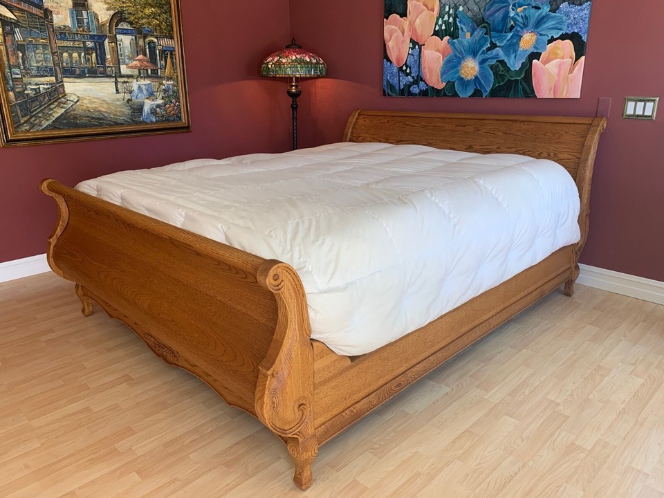 OAKWOOD INTERIORS VERSAILLES "SLEIGH BED" CALIFORNIA KING, SOLID CARVED