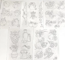 Vintage Iron On Transfer Individual Pattern Lot Food Fruit Veggie Theme Iron-On