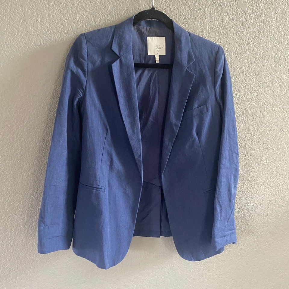 Joie Blazer женщин 2 синий 100% лен открытый передний - Изображение 2 из 4
