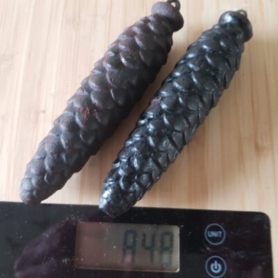Antike Kuckucksuhr Gewichte Tannenzapfen passendes Paar 424 g je 140 mm lang