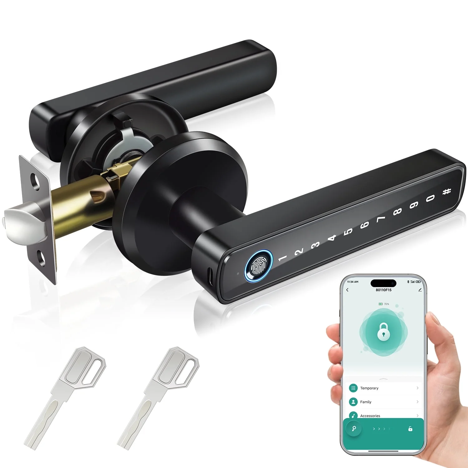 Smart Fingerprint Door Lock Keyless Entry Deadbolt with Keypad and 4-in-1 Access-image