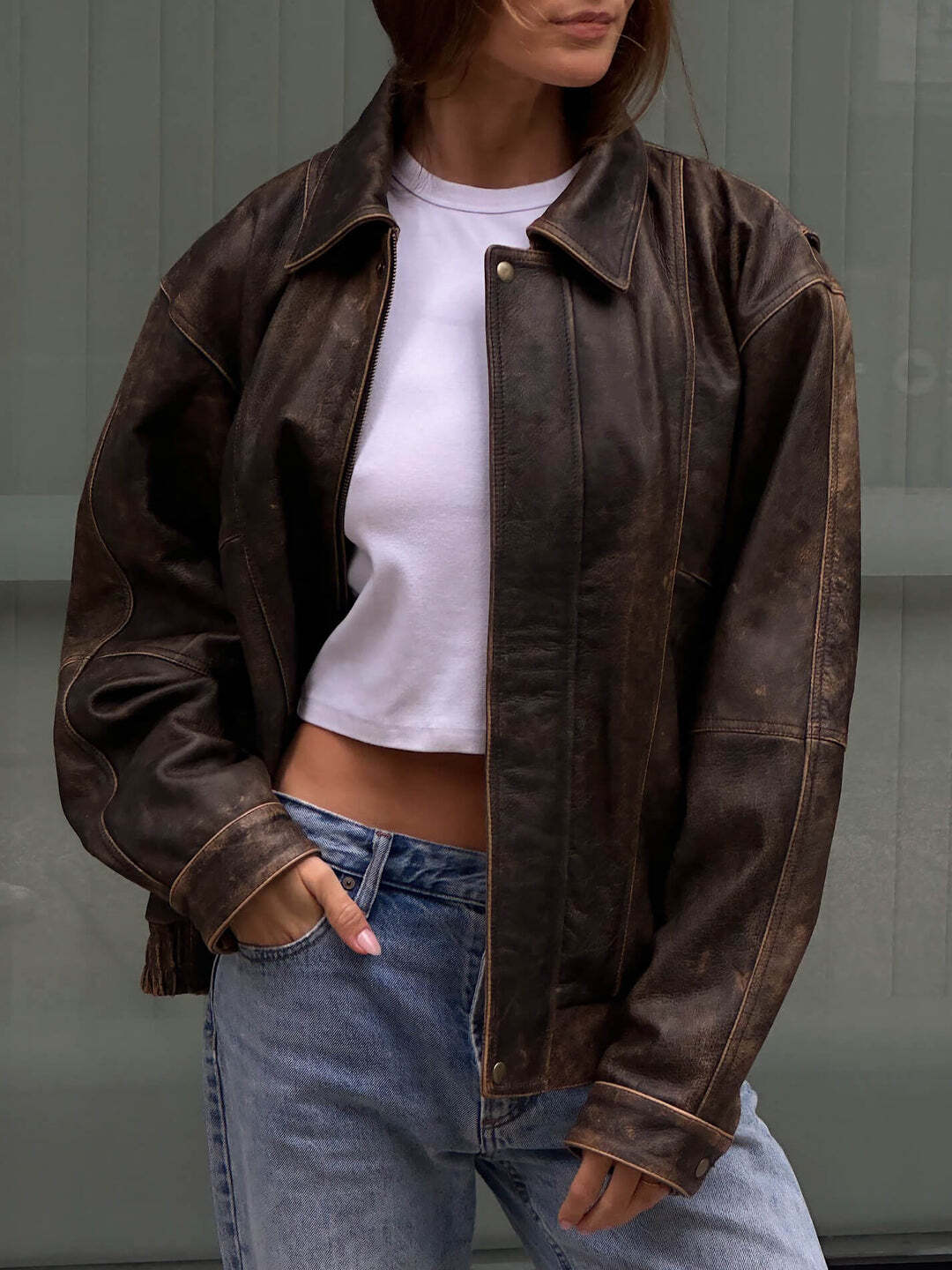 80s A-2 type real leather short blouson