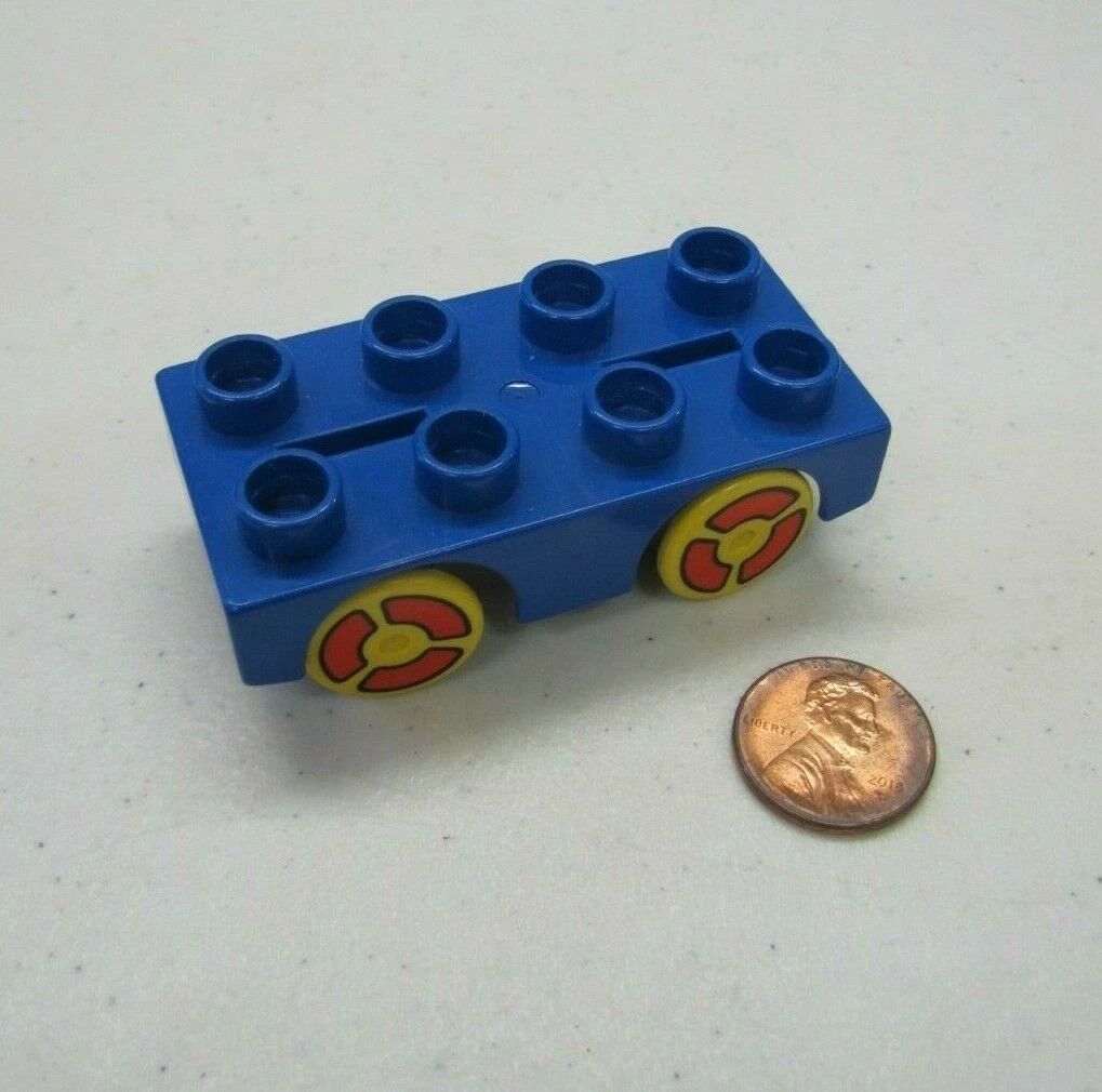 Lego Duplo BLUE WHEEL BASE TRAIN CAR 2 Block w Wheels