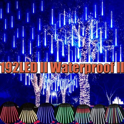 192 LED Lights Meteor Shower Rain Tree String Light Yard Garden Outdoor Lamp US