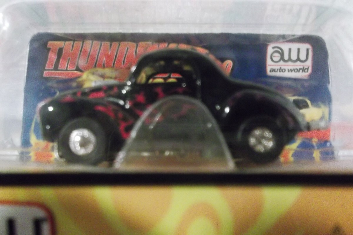 1941 WILLYS COUPE GASSER BLACK FLAMES AW SLOT CAR 1:64