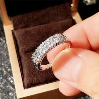 Tester Moissanite Women's Wedding Band Ring Round Cut 14K White Gold Plated