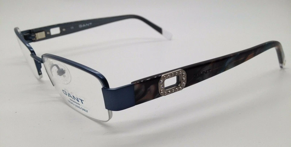 GANT GW SWAN ST Blue SBL Semi Rim Metal Eyeglasses Frame W/Stones 51-17-135 RX - Imagem 2 de 4