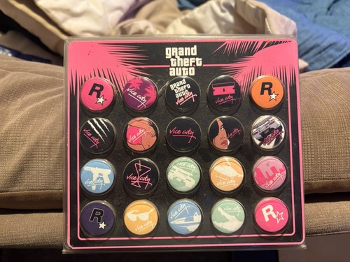 Neu Grand Theft Auto: Vice City Werbe Pin Button Set (ORIGINAL 2002 SET)