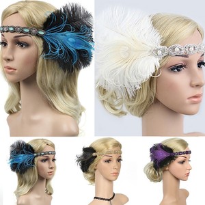 Retro Headband Feather 1920s Bridal Great Gatsby Flapper Gangster