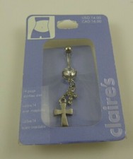crystal double cross belly button navel ring piercing naval bling claire's